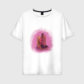 Женская футболка хлопок Oversize с принтом сердца, улитки, гламур, семья в Белгороде, 100% хлопок | свободный крой, круглый ворот, спущенный рукав, длина до линии бедер
 | гламур | семья | сердца | улитки