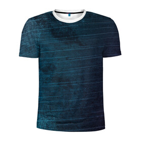 Мужская футболка 3D спортивная с принтом Texture. Blue Ripples в Белгороде, 100% полиэстер с улучшенными характеристиками | приталенный силуэт, круглая горловина, широкие плечи, сужается к линии бедра | background | blue | dark | gradient | lines | paints | purple | red | ripples | spot | spots | stripes | texture | waves | волны | голубая | градиент | краски | красный | линии | полосы | пятна | пятно | рябь | текстура | темная | тьма | фиолето