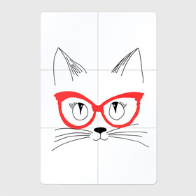 Магнитный плакат 2Х3 с принтом Киса в очках в Белгороде, Полимерный материал с магнитным слоем | 6 деталей размером 9*9 см | Тематика изображения на принте: киса | котенок | котик | кошка в очках | очки