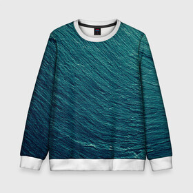 Детский свитшот 3D с принтом Endless Sea в Белгороде, 100% полиэстер | свободная посадка, прямой крой, мягкая тканевая резинка на рукавах и понизу свитшота | Тематика изображения на принте: background | blue | dark | gradient | green | lines | ocean | paints | ripples | sea | spot | spots | stripes | texture | waves | волны | голубая | градиент | зеленый | краски | линии | море | океан | полосы | пятна | пятно | рябь | текстура | т