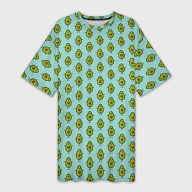 Платье-футболка 3D с принтом Авокадики в Белгороде,  |  | Тематика изображения на принте: avocado | food | fruit | pattern | vegan | vegetarian | авокадо | веган | вегетарианство | еда | зарядка | зелёная | паттерн | правильное питание | фрукт | фрукты