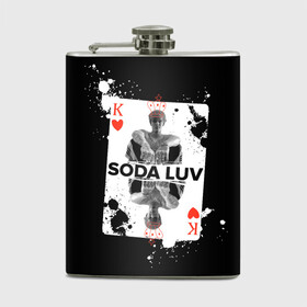 Фляга с принтом Репер - SODA LUV в Белгороде, металлический корпус | емкость 0,22 л, размер 125 х 94 мм. Виниловая наклейка запечатывается полностью | Тематика изображения на принте: rap | rapper | soda luv | st. petersburg | vladislav terentyuk | владислав терентюк | репер | рэп | рэп исполнитель | санкт петербург