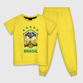 Детская пижама хлопок с принтом Роберто Карлос в Белгороде, 100% хлопок |  брюки и футболка прямого кроя, без карманов, на брюках мягкая резинка на поясе и по низу штанин
 | brazil national football team | brazil nt | r. carlos | roberto carlos | vdzabma | р. карлос | роберто карлос | сборная бразилии | сборная бразилии по футболу
