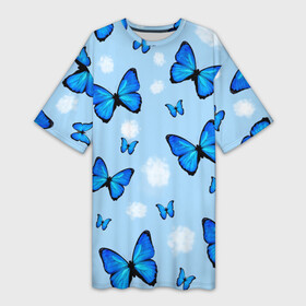 Платье-футболка 3D с принтом Бабочки с Облаками в Белгороде,  |  | morgenstern | бабочка | бабочки | морген | моргеншетрн бабочки | моргенштерн | насекомые | нежный | рисунок | роза | сирень | цветочек | цветочный | цветы