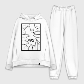 Женский костюм хлопок Oversize с принтом ДудлБу в Белгороде,  |  | boo | doodle | бу | дудл | монстр