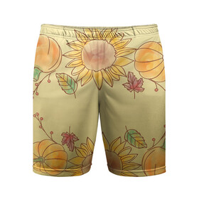 Мужские шорты спортивные с принтом подсолнухи тыквы в Белгороде,  |  | tegunvteg | август | арт | вектор | градиент | желтый | листва | листики | оранжевый | осень | подсолнухи | рисунок | сбор урожая | сентябрь | теплый | узор