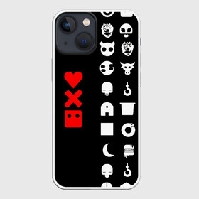 Чехол для iPhone 13 mini с принтом Любовь, смерть и роботы в Белгороде,  |  | love death robots | netflix | анимационные | знаки | иконки | кибер | крест | логотипы сериалов | нетфликс | роботы | сердце | сериалы | символы | черепа | черно белый