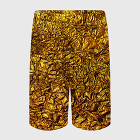 Детские спортивные шорты 3D с принтом Сусальное золото в Белгороде,  100% полиэстер
 | пояс оформлен широкой мягкой резинкой, ткань тянется
 | gold | золото | золотой | мятая | сусальное | фольга