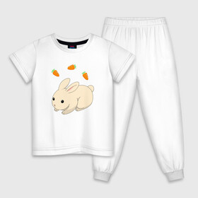 Детская пижама хлопок с принтом кролик с морковкой в Белгороде, 100% хлопок |  брюки и футболка прямого кроя, без карманов, на брюках мягкая резинка на поясе и по низу штанин
 | аниме | грызун | домашнее животное | животное | кролик | морковь | овощ | питомец