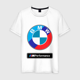 Мужская футболка хлопок с принтом BMW / БМВ / M PERFORMANCE в Белгороде, 100% хлопок | прямой крой, круглый вырез горловины, длина до линии бедер, слегка спущенное плечо. | bmw | m style | sport | x3. | x5 | x6 | x7 | авто | автомобиль | беха | бмв | бумер | м пакет | спорт
