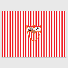 Поздравительная открытка с принтом Sevilla в Белгороде, 100% бумага | плотность бумаги 280 г/м2, матовая, на обратной стороне линовка и место для марки
 | Тематика изображения на принте: bono | diego carlos | fernando | football | goal | gol | goles | highlights | kounde | laliga | laliga santander | liga | luuk de jong | ocampos | rakitic | resumen | sevilla | suso