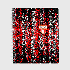 Тетрадь с принтом Sevilla в Белгороде, 100% бумага | 48 листов, плотность листов — 60 г/м2, плотность картонной обложки — 250 г/м2. Листы скреплены сбоку удобной пружинной спиралью. Уголки страниц и обложки скругленные. Цвет линий — светло-серый
 | Тематика изображения на принте: bono | diego carlos | fernando | football | goal | gol | goles | highlights | kounde | laliga | laliga santander | liga | luuk de jong | ocampos | rakitic | resumen | sevilla | suso