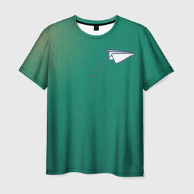 Мужская футболка 3D с принтом Бумажный самолетик в Белгороде, 100% полиэфир | прямой крой, круглый вырез горловины, длина до линии бедер | flight | plane | бумага | бумажный самолетик | небо | полет | самолет