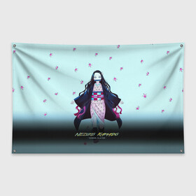 Флаг-баннер с принтом Nezuko Kamado Demon Slayer в Белгороде, 100% полиэстер | размер 67 х 109 см, плотность ткани — 95 г/м2; по краям флага есть четыре люверса для крепления | demon slayer | kamado | kimetsu no yaiba | nezuko | tanjiro | аниме | гию томиока | зеницу агацума | иноске хашибира | камадо | клинок | корзинная девочка | манга | музан кибуцуджи | незуко | рассекающий демонов | танджиро