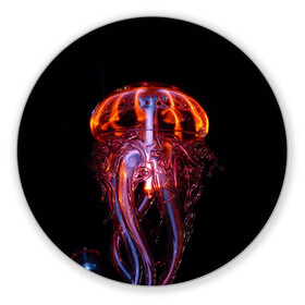 Коврик для мышки круглый с принтом Медуза Jellyfish в Белгороде, резина и полиэстер | круглая форма, изображение наносится на всю лицевую часть | jellyfish | medusa | горгона | медуза | щупальца
