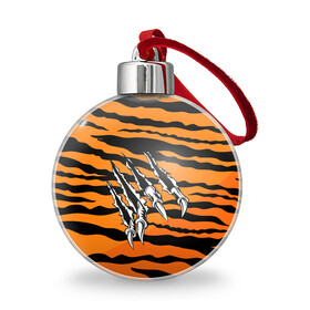 Ёлочный шар с принтом След от когтей тигра в Белгороде, Пластик | Диаметр: 77 мм | tiger | восточный тигр | год тигра | когти | кошка | тигр | тигренок | хищник