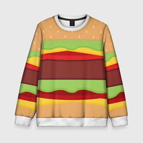 Детский свитшот 3D с принтом Бутерброд в Белгороде, 100% полиэстер | свободная посадка, прямой крой, мягкая тканевая резинка на рукавах и понизу свитшота | Тематика изображения на принте: background | burger | fast food | food | hamburger | sandwich | texture | будет | бургер | бутерброд | гамбургер | еда | текстура | фастфуд | фон