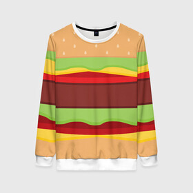 Женский свитшот 3D с принтом Бутерброд в Белгороде, 100% полиэстер с мягким внутренним слоем | круглый вырез горловины, мягкая резинка на манжетах и поясе, свободная посадка по фигуре | background | burger | fast food | food | hamburger | sandwich | texture | будет | бургер | бутерброд | гамбургер | еда | текстура | фастфуд | фон