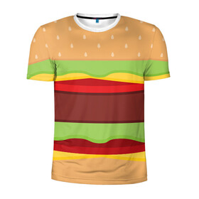 Мужская футболка 3D спортивная с принтом Бутерброд в Белгороде, 100% полиэстер с улучшенными характеристиками | приталенный силуэт, круглая горловина, широкие плечи, сужается к линии бедра | background | burger | fast food | food | hamburger | sandwich | texture | будет | бургер | бутерброд | гамбургер | еда | текстура | фастфуд | фон