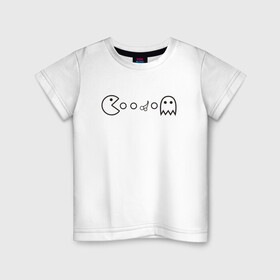 Детская футболка хлопок с принтом Пакман в Белгороде, 100% хлопок | круглый вырез горловины, полуприлегающий силуэт, длина до линии бедер | art | cherry | game | ghost | pacman | арт | вишня | игра | пакман | привидение | призрак