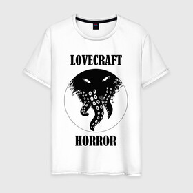 Мужская футболка хлопок с принтом Lovecraft Horror в Белгороде, 100% хлопок | прямой крой, круглый вырез горловины, длина до линии бедер, слегка спущенное плечо. | horror | lovecraft | lovecraft horror | ктулху | лавкрафт