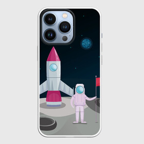 Чехол для iPhone 13 Pro с принтом Астронавт покоряет космос в Белгороде,  |  | Тематика изображения на принте: astronaut | moon | planets | rocket | shuttle | space | stars | звёзды | космонавт | космос | луна | планеты | ракета | шаттл