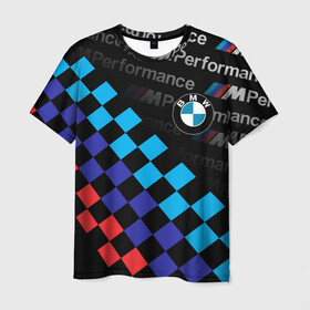 Мужская футболка 3D с принтом BMW / ФЛАГ/ M PERFORMANCE в Белгороде, 100% полиэфир | прямой крой, круглый вырез горловины, длина до линии бедер | bmw | m performance | m style | sport | x3 | x5 | x6 | x7 | авто | автомобиль | беха | бмв | бумер | м пакет | м перфоманс | спорт | финишный флаг.