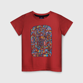 Детская футболка хлопок с принтом Африканская мелодия в Белгороде, 100% хлопок | круглый вырез горловины, полуприлегающий силуэт, длина до линии бедер | африка | графика | колорит | экзотика | этника