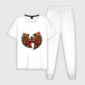 Мужская пижама хлопок с принтом Wu-Tang Dragon в Белгороде, 100% хлопок | брюки и футболка прямого кроя, без карманов, на брюках мягкая резинка на поясе и по низу штанин
 | black | hiphop | method man | music | new york | nyc | odb | old school | rap | rza | wu tang clan | wutang | ву тэнг | граффити | микрофон | музыка | нью йорк | рэп | рэпер | хипхоп
