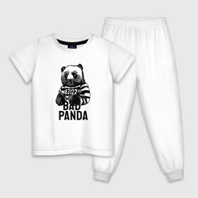 Детская пижама хлопок с принтом Плохая панда в Белгороде, 100% хлопок |  брюки и футболка прямого кроя, без карманов, на брюках мягкая резинка на поясе и по низу штанин
 | bad | panda | заключенный | медведь | наручники | панда
