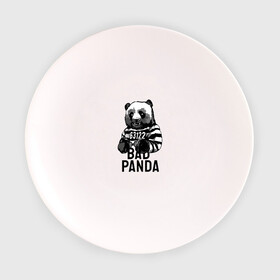 Тарелка 3D с принтом Плохая панда в Белгороде, фарфор | диаметр - 210 мм
диаметр для нанесения принта - 120 мм | bad | panda | заключенный | медведь | наручники | панда