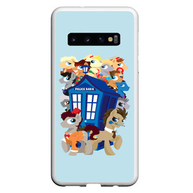 Чехол для Samsung Galaxy S10 с принтом My little pony x Doctor Who в Белгороде, Силикон | Область печати: задняя сторона чехла, без боковых панелей | my little pony | весёлая пинки пай | добрая флаттершайн | доктор кто | дружба это чудо | единорог | единороги | май литл пони | мульт | мультфильм | радуга дэш | селестия | спайк | сумеречная искорка