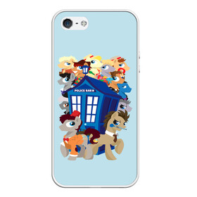 Чехол для iPhone 5/5S матовый с принтом My little pony x Doctor Who в Белгороде, Силикон | Область печати: задняя сторона чехла, без боковых панелей | my little pony | весёлая пинки пай | добрая флаттершайн | доктор кто | дружба это чудо | единорог | единороги | май литл пони | мульт | мультфильм | радуга дэш | селестия | спайк | сумеречная искорка