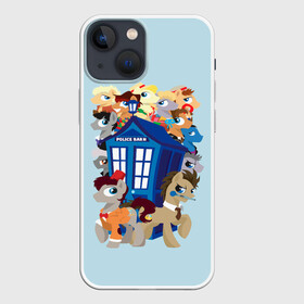 Чехол для iPhone 13 mini с принтом My little pony x Doctor Who в Белгороде,  |  | my little pony | весёлая пинки пай | добрая флаттершайн | доктор кто | дружба это чудо | единорог | единороги | май литл пони | мульт | мультфильм | радуга дэш | селестия | спайк | сумеречная искорка