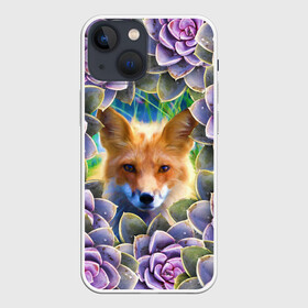 Чехол для iPhone 13 mini с принтом Лиса среди цветов в Белгороде,  |  | flower | flowers | fox | лиса | лисичка | цветок | цветы