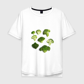 Мужская футболка хлопок Oversize с принтом брокколи в Белгороде, 100% хлопок | свободный крой, круглый ворот, “спинка” длиннее передней части | брокколи | еда | овощи | правильное питание