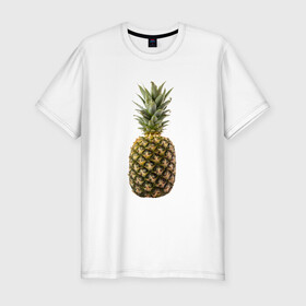 Мужская футболка хлопок Slim с принтом ананас в Белгороде, 92% хлопок, 8% лайкра | приталенный силуэт, круглый вырез ворота, длина до линии бедра, короткий рукав | ананас | еда | овощи | правильное питание | сладости | фрукты