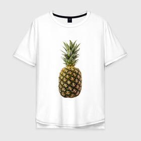 Мужская футболка хлопок Oversize с принтом ананас в Белгороде, 100% хлопок | свободный крой, круглый ворот, “спинка” длиннее передней части | ананас | еда | овощи | правильное питание | сладости | фрукты