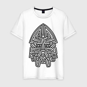Мужская футболка хлопок с принтом Лик Сварога в Белгороде, 100% хлопок | прямой крой, круглый вырез горловины, длина до линии бедер, слегка спущенное плечо. | бог | религия | русь | сварог | славянский | язычество