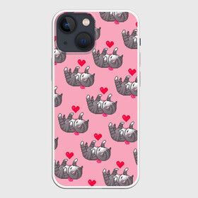 Чехол для iPhone 13 mini с принтом Пиксельные котики в Белгороде,  |  | cat | cats | kitten | глаза | глазки | девочкам | кот | котёнок | котик | котики | котэ | котята | кошак | кошка | кошки | красивая | милая | прикольная | светлая | темная | черная