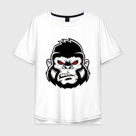 Мужская футболка хлопок Oversize с принтом Bad Monkey в Белгороде, 100% хлопок | свободный крой, круглый ворот, “спинка” длиннее передней части | animal | beast | gorilla | monkey | горилла | животные | зверь | конг | обезьяна | природа | хищник