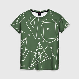 Женская футболка 3D с принтом Геометрия теоремы и признаки в Белгороде, 100% полиэфир ( синтетическое хлопкоподобное полотно) | прямой крой, круглый вырез горловины, длина до линии бедер | геометрия | графики | сложный формулы | формулы