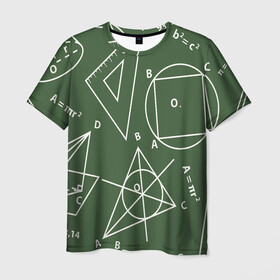 Мужская футболка 3D с принтом Геометрия теоремы и признаки в Белгороде, 100% полиэфир | прямой крой, круглый вырез горловины, длина до линии бедер | геометрия | графики | сложный формулы | формулы