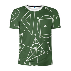 Мужская футболка 3D спортивная с принтом Геометрия теоремы и признаки в Белгороде, 100% полиэстер с улучшенными характеристиками | приталенный силуэт, круглая горловина, широкие плечи, сужается к линии бедра | геометрия | графики | сложный формулы | формулы