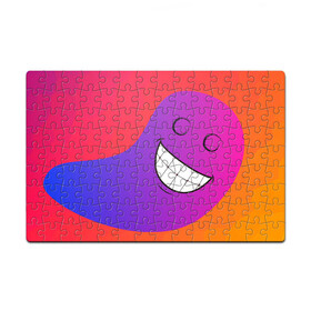Головоломка Пазл магнитный 126 элементов с принтом Градиент призрак в Белгороде, полимерный материал с магнитным слоем | 126 деталей, размер изделия —  180*270 мм | градиент | краски | красный | лицо | призрак | улыбка | фиолетовый