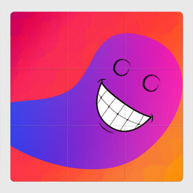 Магнитный плакат 3Х3 с принтом Градиент призрак в Белгороде, Полимерный материал с магнитным слоем | 9 деталей размером 9*9 см | градиент | краски | красный | лицо | призрак | улыбка | фиолетовый