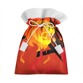 Подарочный 3D мешок с принтом Огненный лев в Белгороде, 100% полиэстер | Размер: 29*39 см | Тематика изображения на принте: красный | лев | линии | огненный | огонь | пламя | рисунки