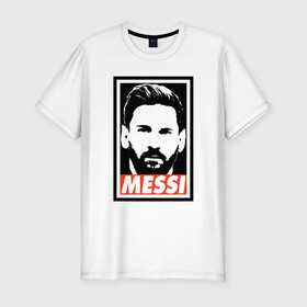 Мужская футболка хлопок Slim с принтом Obey Messi в Белгороде, 92% хлопок, 8% лайкра | приталенный силуэт, круглый вырез ворота, длина до линии бедра, короткий рукав | argentina | barca | barcelona | football | lionel | messi | spain | sport | аргентина | барса | барселона | гол | золотой мяч | игрок | испания | камп ноу | лионель | месси | мяч | спорт | тренер | футбол | чемпион | чемпионат