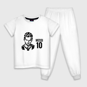 Детская пижама хлопок с принтом Messi 10 в Белгороде, 100% хлопок |  брюки и футболка прямого кроя, без карманов, на брюках мягкая резинка на поясе и по низу штанин
 | argentina | barca | barcelona | football | lionel | messi | spain | sport | аргентина | барса | барселона | гол | золотой мяч | игрок | испания | камп ноу | лионель | месси | мяч | спорт | тренер | футбол | чемпион | чемпионат