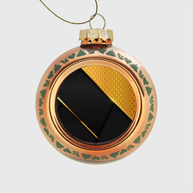 Стеклянный ёлочный шар с принтом 3D BLACK & GOLD в Белгороде, Стекло | Диаметр: 80 мм | 3d | 3д | gold | абстракция | золото | паттерн | соты | текстуры